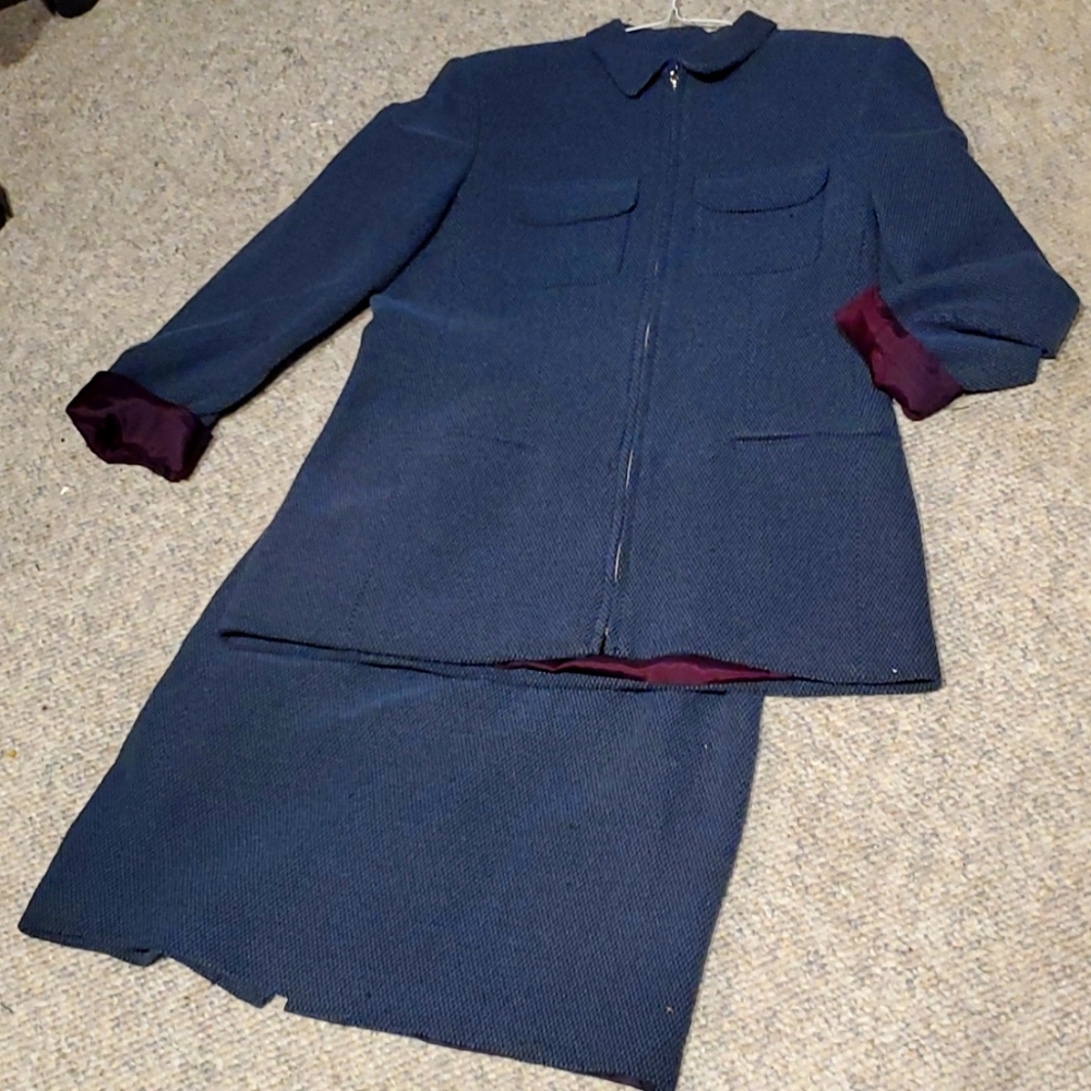 Navy tweed Chaus business suit